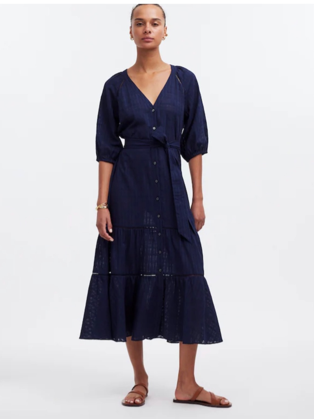 Madewell Tie-Waist Tiered Dress